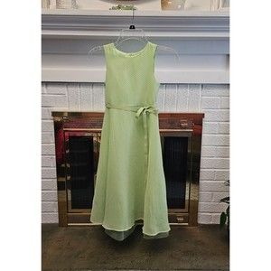 Zoey Girls Green Polka Dot Dress Size 8 EUC